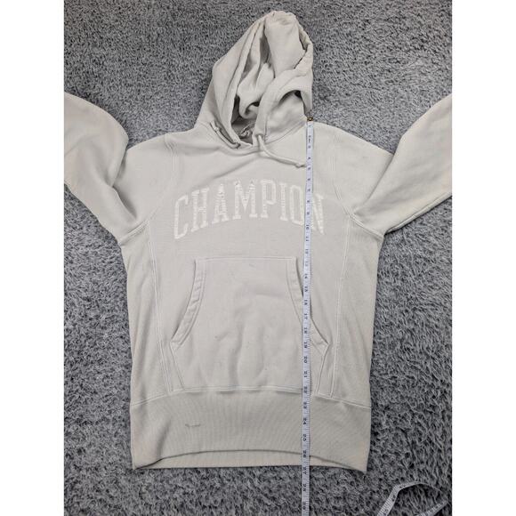 Champion Sweatshirt Men Extra Small Beige Reverse Weave Hoodie Drawstring Chore - Picture 4 of 6